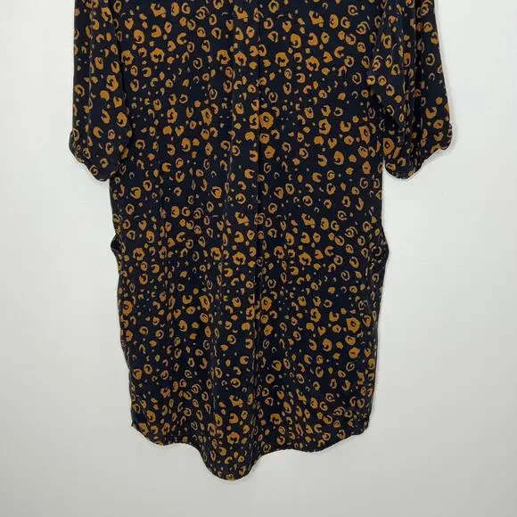 Whistles Lola Cheetah Print Shirt Dress Small Black Brown Animal Print Neutral - Picture 13 of 15